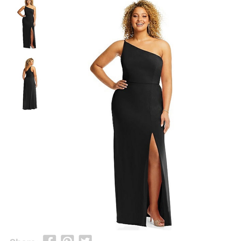 After Six 1544 One Shoulder Black Chiffon Bridesmaid Dress Size 8R